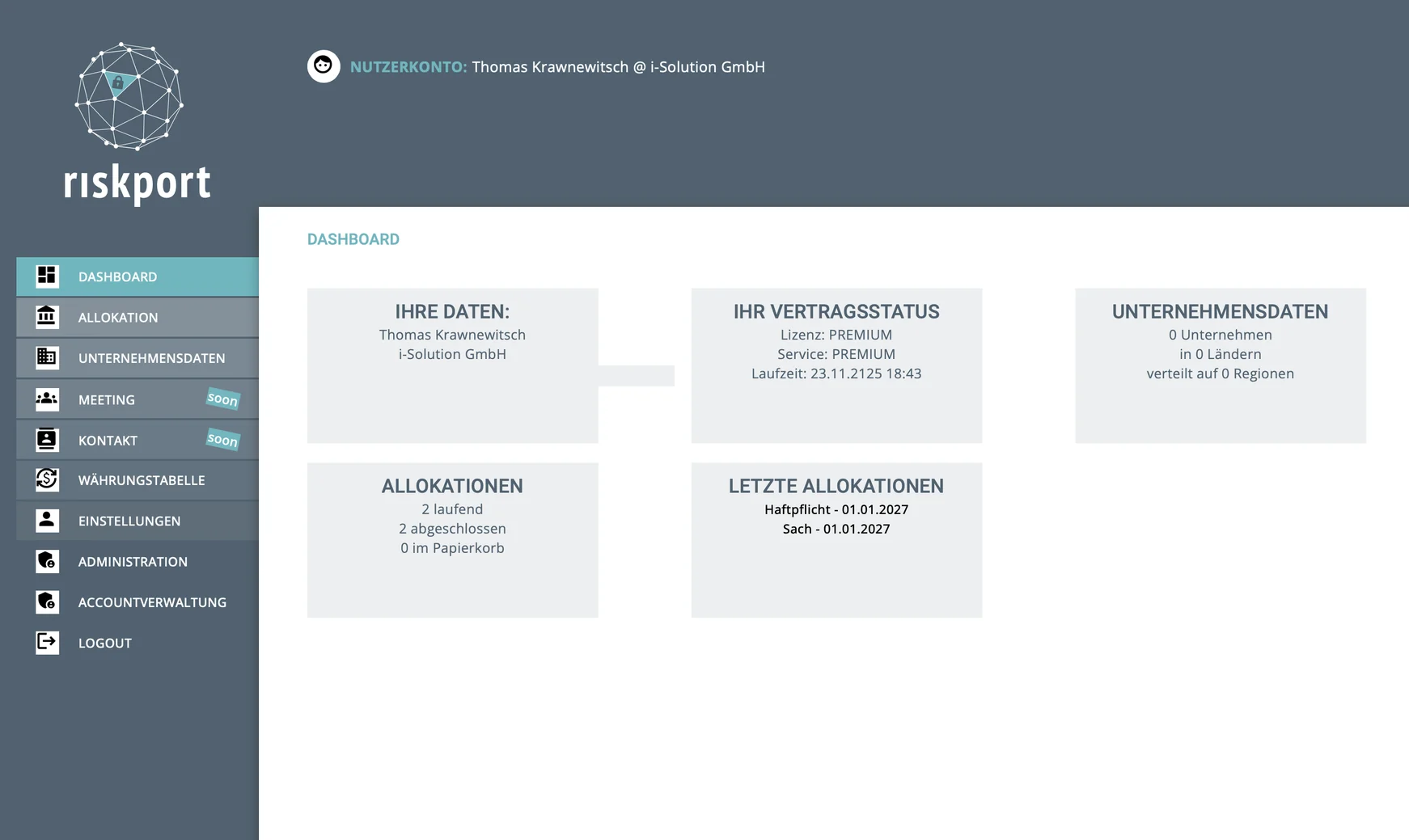 riskport &mdash; Dashboard