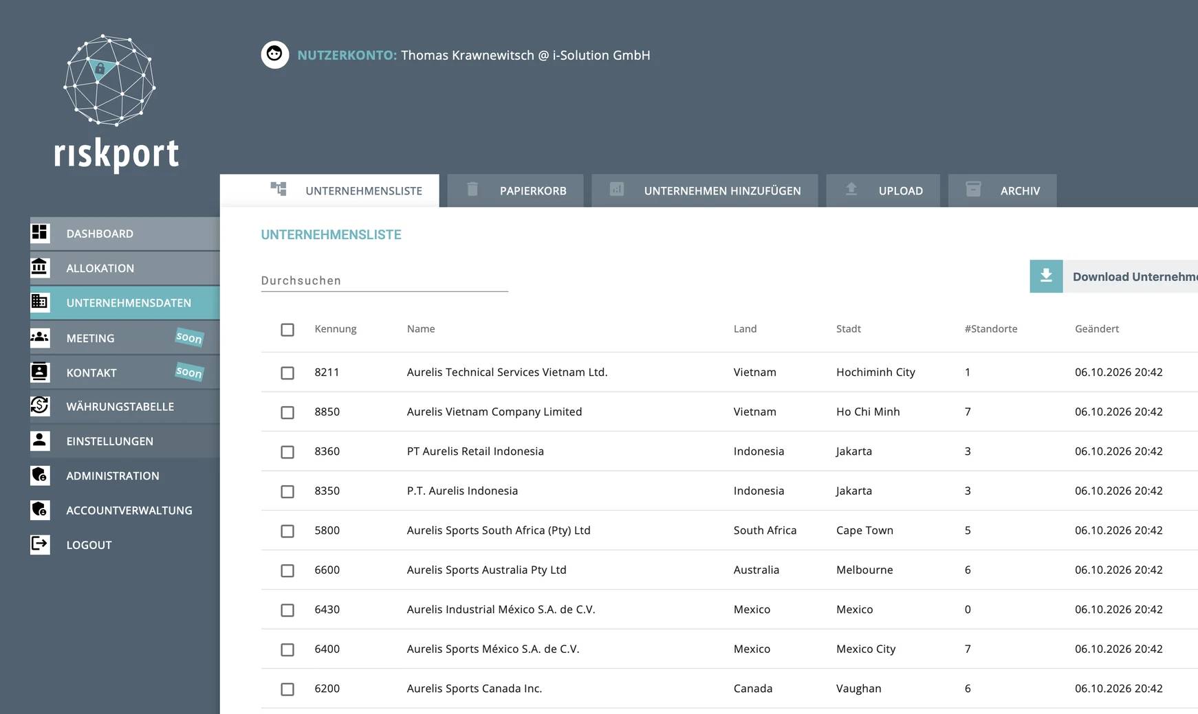 riskport &mdash; Unternehmensdaten