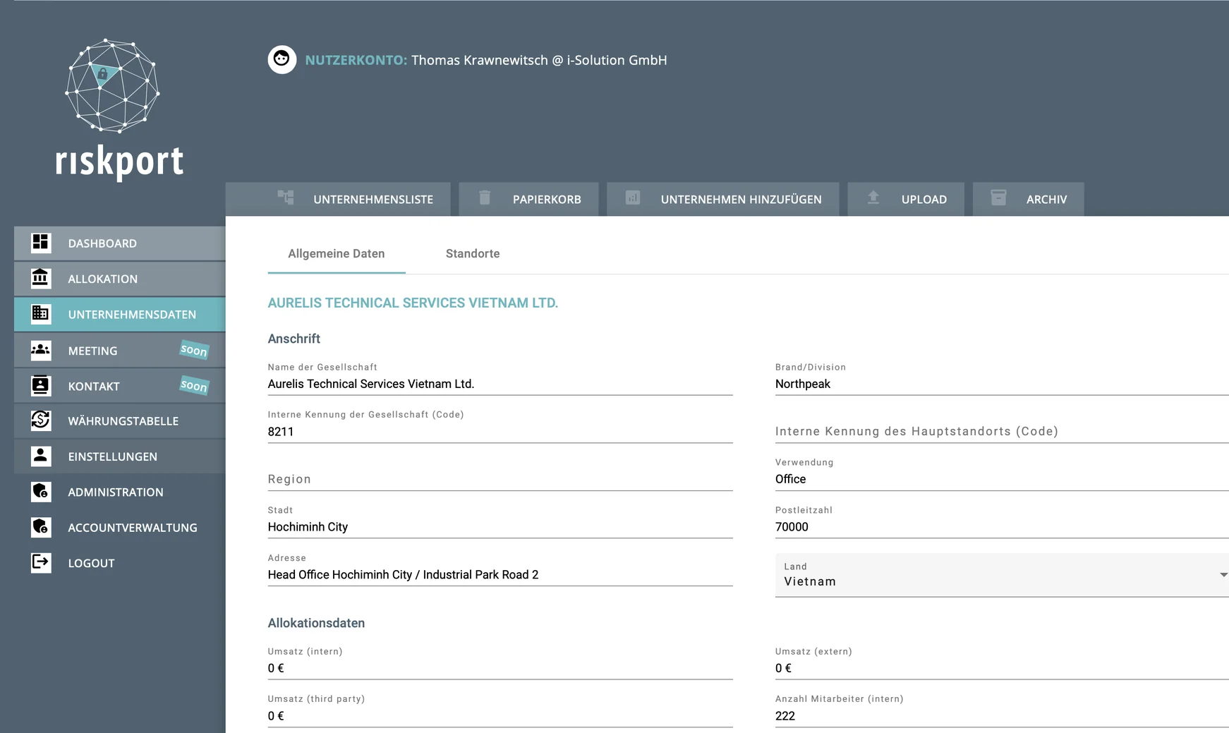riskport &mdash; Je Gesellschaft
